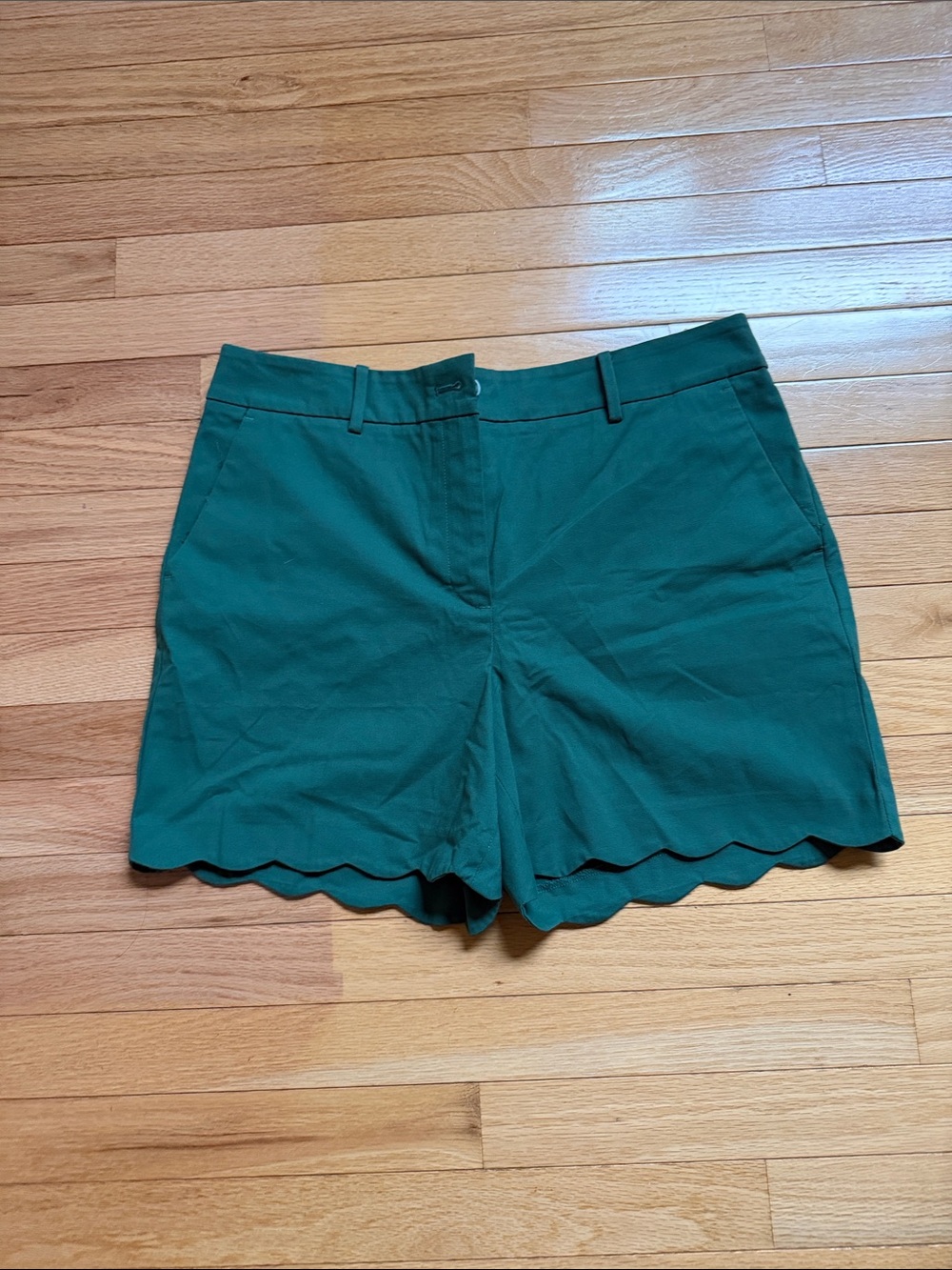 Talbots Teal Scallop-Hem High-Rise Shorts
